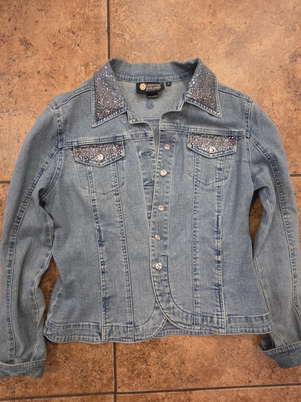 Stunning vintage/Y2K Christine Alexander medium-wash denim jacket